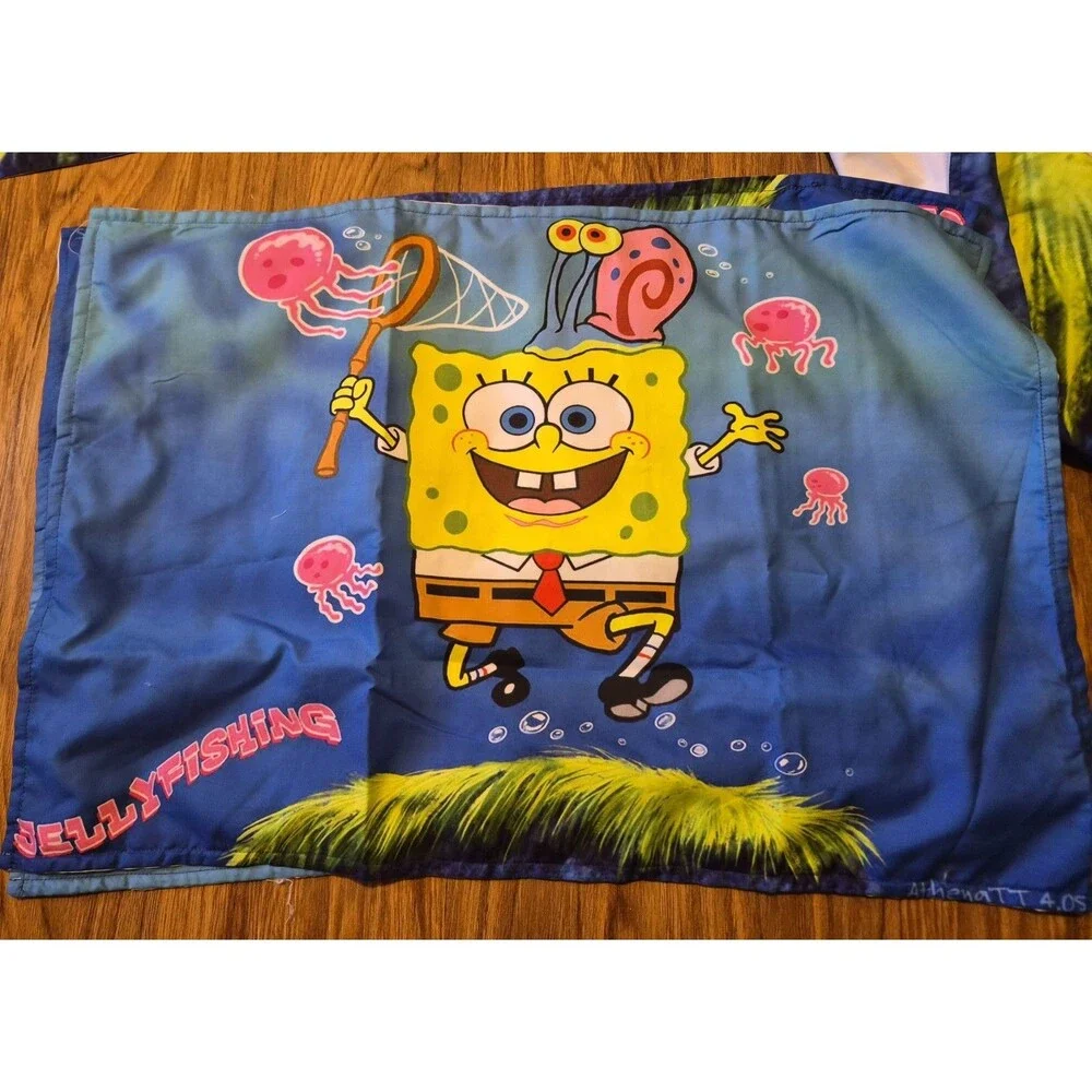 Spongebob Full size Jellyfishing Bed cover and two Standard pillow covers 86x86